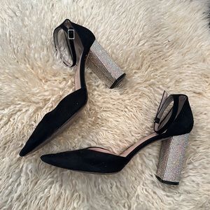 Kate Spade Sparkle Heel Black Suede Shoes